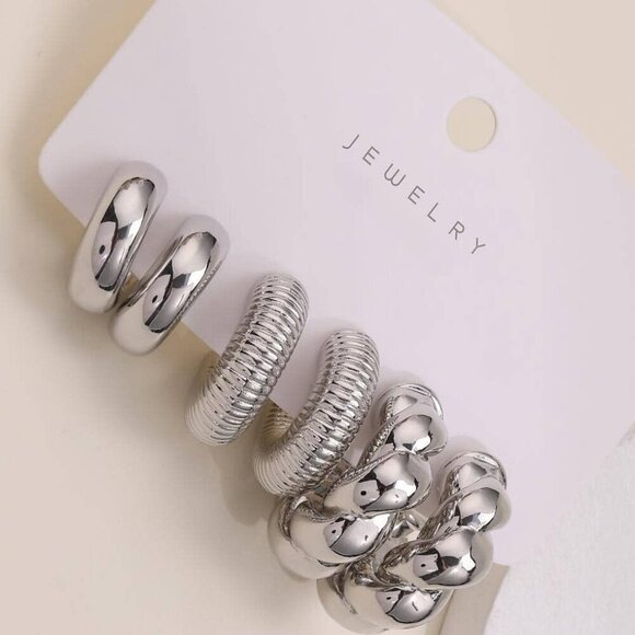 Silver Old Money Style Women's Geometric Earrings set - Picture 1 of 3